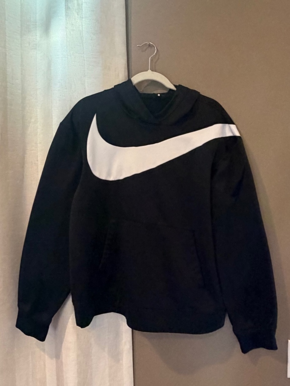 Nike Men's Big Swoosh Thermal Black Hoodie Pullover, Size Large